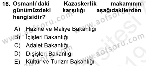 İslam Kurumları ve Medeniyeti Dersi 2018 - 2019 Yılı (Final) Dönem Sonu Sınav Soruları 16. Soru