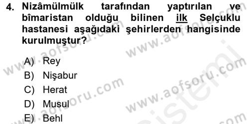 İslam Kurumları ve Medeniyeti Dersi 2018 - 2019 Yılı (Final) Dönem Sonu Sınav Soruları 4. Soru