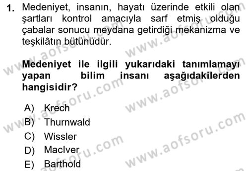 İslam Kurumları ve Medeniyeti Dersi 2018 - 2019 Yılı Yaz Okulu Sınav Soruları 1. Soru