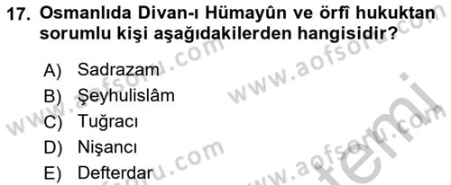 İslam Kurumları ve Medeniyeti Dersi 2018 - 2019 Yılı Yaz Okulu Sınav Soruları 17. Soru