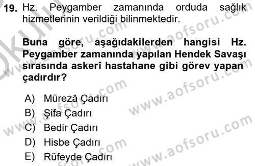 İslam Kurumları ve Medeniyeti Dersi 2018 - 2019 Yılı Yaz Okulu Sınav Soruları 19. Soru