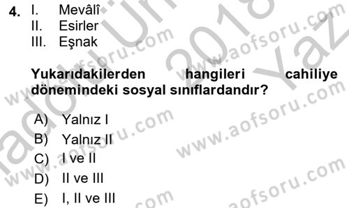 İslam Kurumları ve Medeniyeti Dersi 2018 - 2019 Yılı Yaz Okulu Sınav Soruları 4. Soru