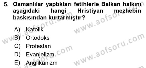 İslam Kurumları ve Medeniyeti Dersi 2018 - 2019 Yılı Yaz Okulu Sınav Soruları 5. Soru