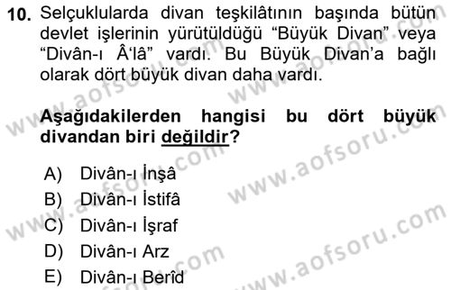 İslam Kurumları ve Medeniyeti Dersi 2020 - 2021 Yılı Yaz Okulu Sınav Soruları 10. Soru