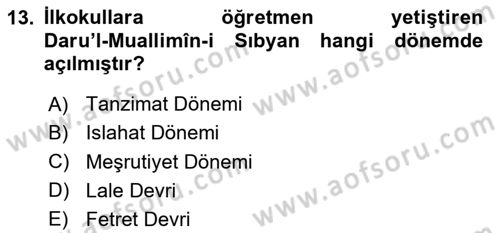 İslam Kurumları ve Medeniyeti Dersi 2020 - 2021 Yılı Yaz Okulu Sınav Soruları 13. Soru