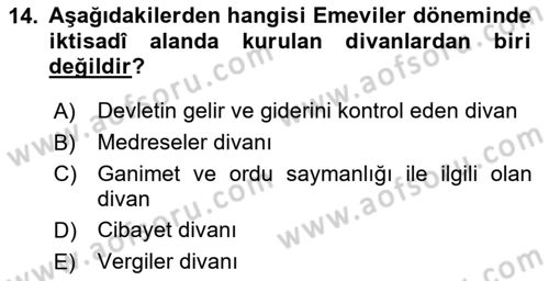 İslam Kurumları ve Medeniyeti Dersi 2020 - 2021 Yılı Yaz Okulu Sınav Soruları 14. Soru