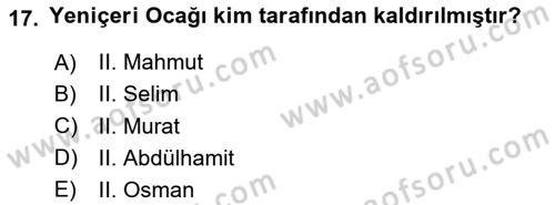 İslam Kurumları ve Medeniyeti Dersi 2020 - 2021 Yılı Yaz Okulu Sınav Soruları 17. Soru