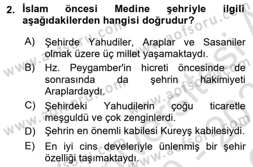 İslam Kurumları ve Medeniyeti Dersi 2020 - 2021 Yılı Yaz Okulu Sınav Soruları 2. Soru