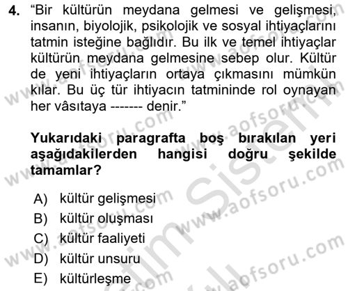 İslam Kurumları ve Medeniyeti Dersi 2020 - 2021 Yılı Yaz Okulu Sınav Soruları 4. Soru