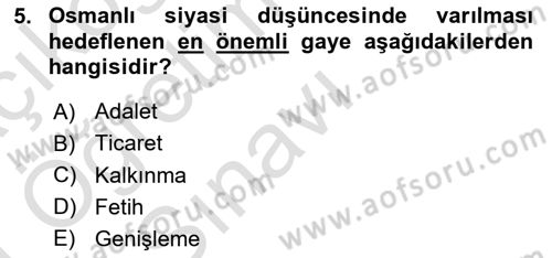 İslam Kurumları ve Medeniyeti Dersi 2020 - 2021 Yılı Yaz Okulu Sınav Soruları 5. Soru