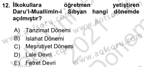 İslam Kurumları ve Medeniyeti Dersi 2021 - 2022 Yılı (Final) Dönem Sonu Sınav Soruları 12. Soru