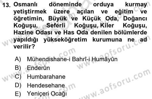 İslam Kurumları ve Medeniyeti Dersi 2021 - 2022 Yılı (Final) Dönem Sonu Sınav Soruları 13. Soru