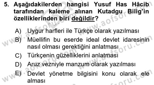 İslam Kurumları ve Medeniyeti Dersi 2021 - 2022 Yılı (Final) Dönem Sonu Sınav Soruları 5. Soru