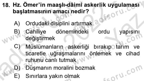 İslam Kurumları ve Medeniyeti Dersi 2022 - 2023 Yılı Yaz Okulu Sınav Soruları 18. Soru