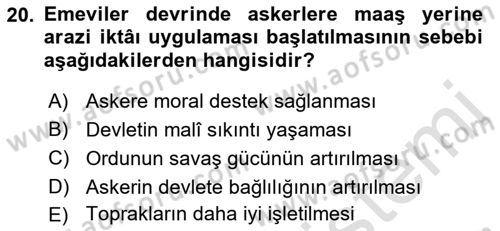 İslam Kurumları ve Medeniyeti Dersi 2022 - 2023 Yılı Yaz Okulu Sınav Soruları 20. Soru