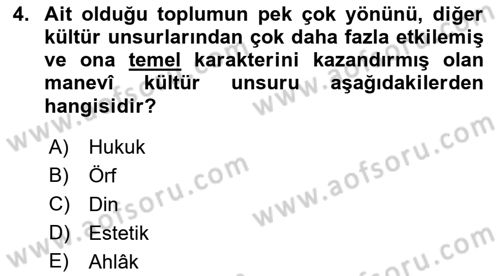 İslam Kurumları ve Medeniyeti Dersi 2022 - 2023 Yılı Yaz Okulu Sınav Soruları 4. Soru