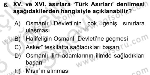 İslam Kurumları ve Medeniyeti Dersi 2022 - 2023 Yılı Yaz Okulu Sınav Soruları 6. Soru