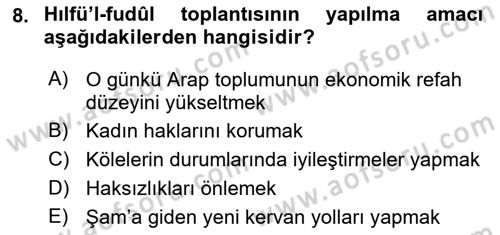 İslam Kurumları ve Medeniyeti Dersi 2022 - 2023 Yılı Yaz Okulu Sınav Soruları 8. Soru
