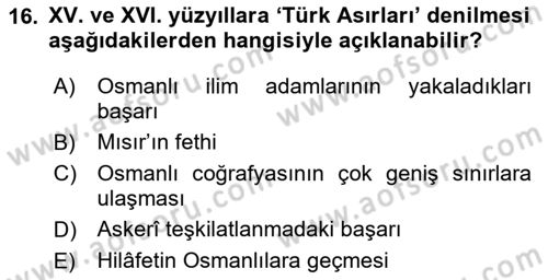 İslam Kurumları ve Medeniyeti Dersi 2023 - 2024 Yılı (Vize) Ara Sınav Soruları 16. Soru
