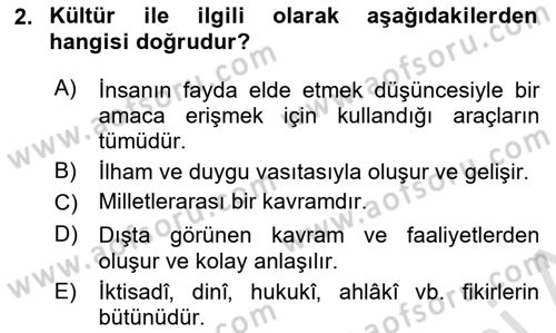 İslam Kurumları ve Medeniyeti Dersi 2023 - 2024 Yılı (Vize) Ara Sınav Soruları 2. Soru
