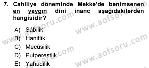 İslam Kurumları ve Medeniyeti Dersi 2023 - 2024 Yılı (Vize) Ara Sınav Soruları 7. Soru