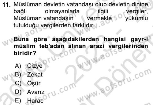 İslam Kurumları ve Medeniyeti Dersi 2023 - 2024 Yılı (Final) Dönem Sonu Sınav Soruları 11. Soru
