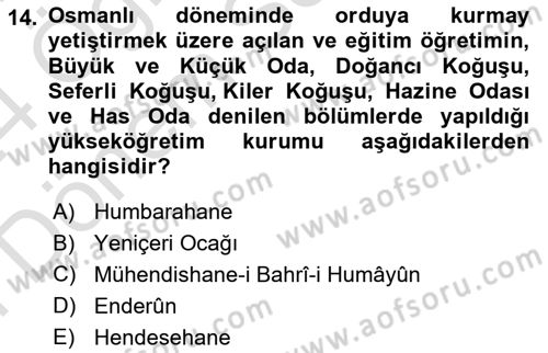 İslam Kurumları ve Medeniyeti Dersi 2023 - 2024 Yılı (Final) Dönem Sonu Sınav Soruları 14. Soru