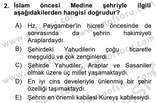 İslam Kurumları ve Medeniyeti Dersi 2023 - 2024 Yılı (Final) Dönem Sonu Sınav Soruları 2. Soru