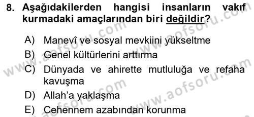 İslam Kurumları ve Medeniyeti Dersi 2023 - 2024 Yılı (Final) Dönem Sonu Sınav Soruları 8. Soru