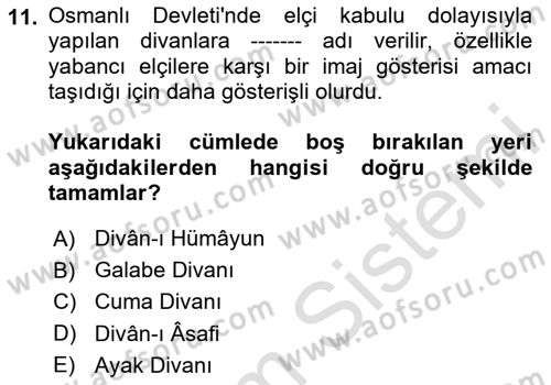 İslam Kurumları ve Medeniyeti Dersi 2023 - 2024 Yılı Yaz Okulu Sınav Soruları 11. Soru