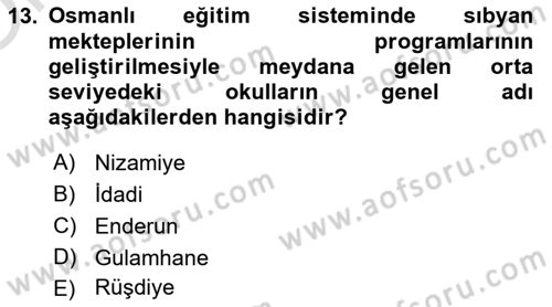 İslam Kurumları ve Medeniyeti Dersi 2023 - 2024 Yılı Yaz Okulu Sınav Soruları 13. Soru