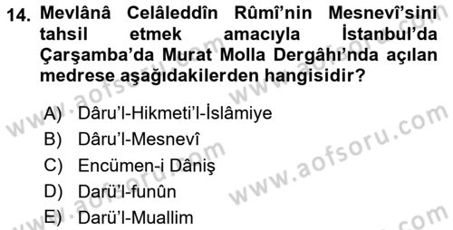 İslam Kurumları ve Medeniyeti Dersi 2023 - 2024 Yılı Yaz Okulu Sınav Soruları 14. Soru