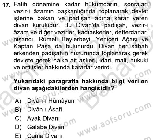 İslam Kurumları ve Medeniyeti Dersi 2024 - 2025 Yılı (Vize) Ara Sınav Soruları 17. Soru