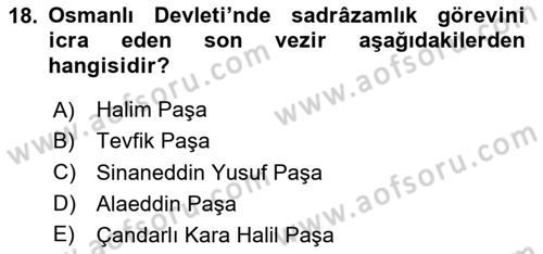 İslam Kurumları ve Medeniyeti Dersi 2024 - 2025 Yılı (Vize) Ara Sınav Soruları 18. Soru