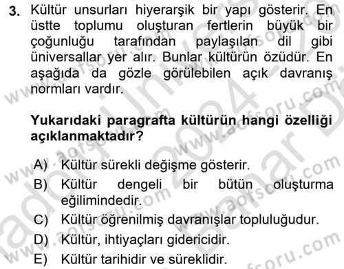 İslam Kurumları ve Medeniyeti Dersi 2024 - 2025 Yılı (Vize) Ara Sınav Soruları 3. Soru