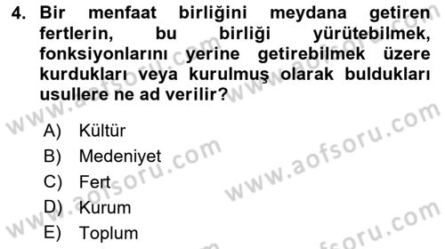 İslam Kurumları ve Medeniyeti Dersi 2024 - 2025 Yılı (Vize) Ara Sınav Soruları 4. Soru