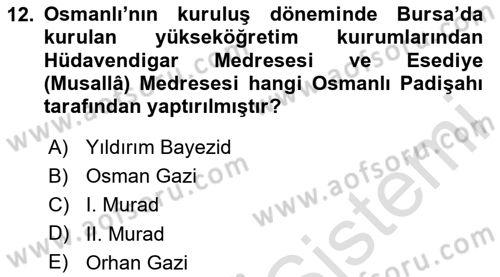İslam Kurumları ve Medeniyeti Dersi 2024 - 2025 Yılı (Final) Dönem Sonu Sınav Soruları 12. Soru
