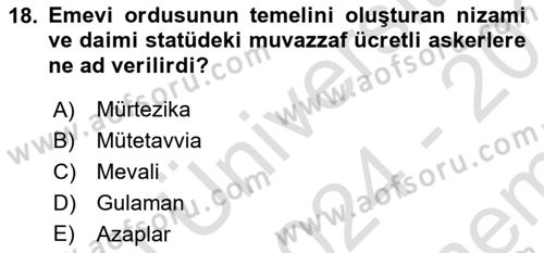 İslam Kurumları ve Medeniyeti Dersi 2024 - 2025 Yılı (Final) Dönem Sonu Sınav Soruları 18. Soru