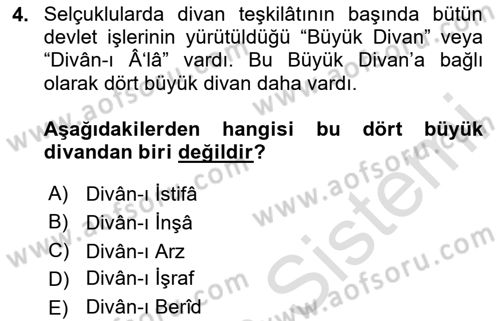İslam Kurumları ve Medeniyeti Dersi 2024 - 2025 Yılı (Final) Dönem Sonu Sınav Soruları 4. Soru