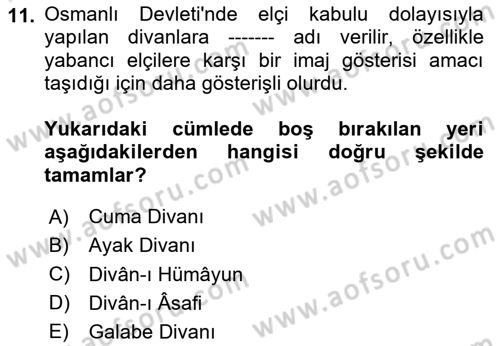 İslam Kurumları ve Medeniyeti Dersi 2024 - 2025 Yılı Yaz Okulu Sınav Soruları 11. Soru