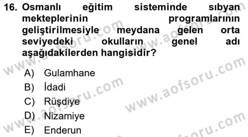 İslam Kurumları ve Medeniyeti Dersi 2024 - 2025 Yılı Yaz Okulu Sınav Soruları 16. Soru