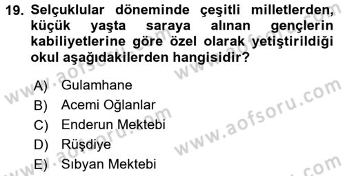 İslam Kurumları ve Medeniyeti Dersi 2024 - 2025 Yılı Yaz Okulu Sınav Soruları 19. Soru