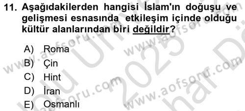 İslam Kurumları ve Medeniyeti Dersi 2025 - 2026 Yılı (Vize) Ara Sınav Soruları 11. Soru