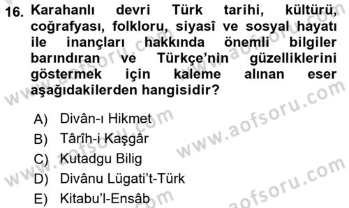 İslam Kurumları ve Medeniyeti Dersi 2025 - 2026 Yılı (Vize) Ara Sınav Soruları 16. Soru