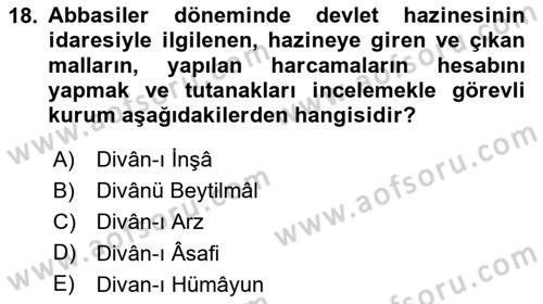 İslam Kurumları ve Medeniyeti Dersi 2025 - 2026 Yılı (Vize) Ara Sınav Soruları 18. Soru