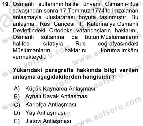 İslam Kurumları ve Medeniyeti Dersi 2025 - 2026 Yılı (Vize) Ara Sınav Soruları 19. Soru
