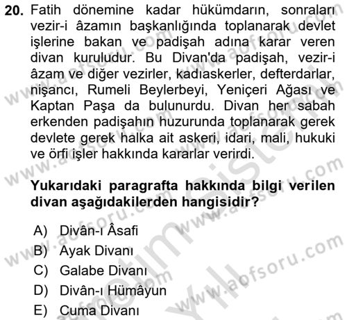 İslam Kurumları ve Medeniyeti Dersi 2025 - 2026 Yılı (Vize) Ara Sınav Soruları 20. Soru