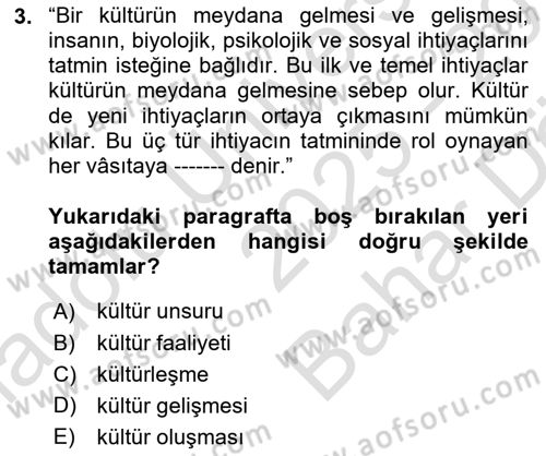 İslam Kurumları ve Medeniyeti Dersi 2025 - 2026 Yılı (Vize) Ara Sınav Soruları 3. Soru