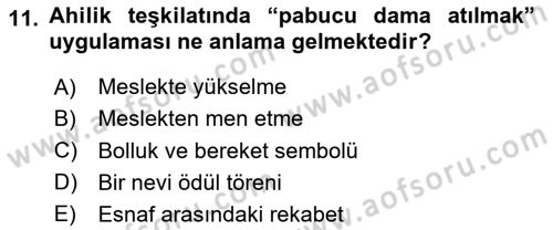 İslam Kurumları ve Medeniyeti Dersi 2025 - 2026 Yılı (Final) Dönem Sonu Sınav Soruları 11. Soru