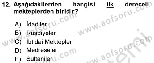 İslam Kurumları ve Medeniyeti Dersi 2025 - 2026 Yılı (Final) Dönem Sonu Sınav Soruları 12. Soru